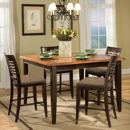 5-Piece Contemporary High Dining Table & Counter Height Stool Set